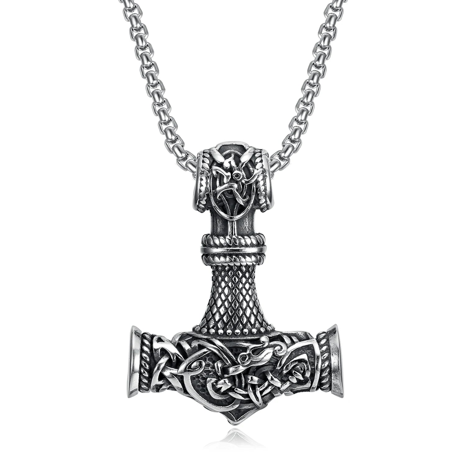 Norse Viking Spirituality Jewelry Retro Viking Symbol of Strength Protection Thor Hammer Mjolnir Pendant Viking Amulet Necklace