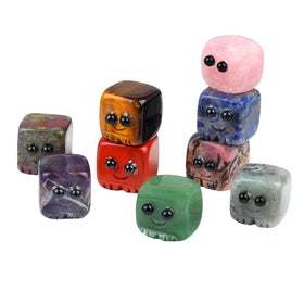 JOYA GIFT Wholesale 20mm Natural Gemstone Cute Handmade Fine Craved Cube Block Spirit Style I'm Here for You Ornaments Jewelry