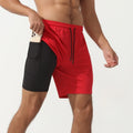 Men's Drawstring Running Shorts 5 Inch Gym Athletic Workout Jogger Shorts Men With Compression Liner and Zipper Pockets