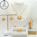 Wedding Accessories Bridal Pink Stone Gold Plated Jewelry Stainless Steel Gold Plated Women Girl Gift Sets