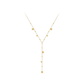 18K Gold Plated Stainless Steel Jewelry Fashion Design Y Shaped Tassel Long Bead Chain Choker for Women Necklace P233418