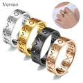 New Arrivals Women Retro Rune Words Ring Odin Norse Viking Amulet Stainless Steel Hollow Out Letter Finger Rings