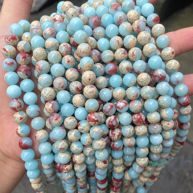 Cheap Price Synthetic Shoushan Stone Round Smooth Loose Snake Skin Jasper Beads for Bracelet Making