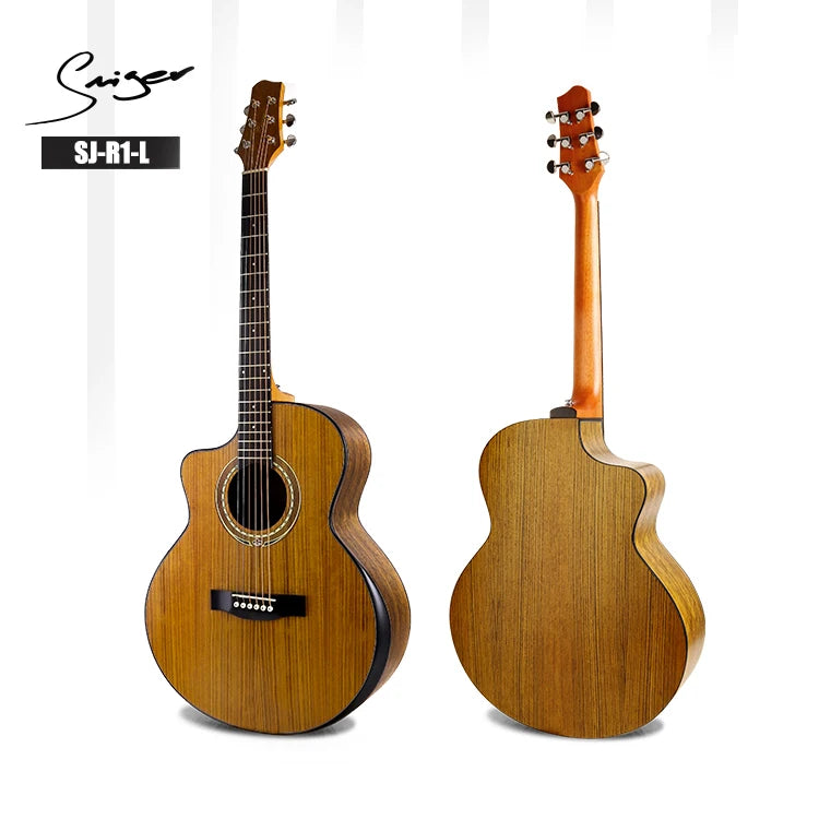 Left Handed Acoustic Guitar with Armrest Walnut Steel Strings Folk Guitar Acoustic