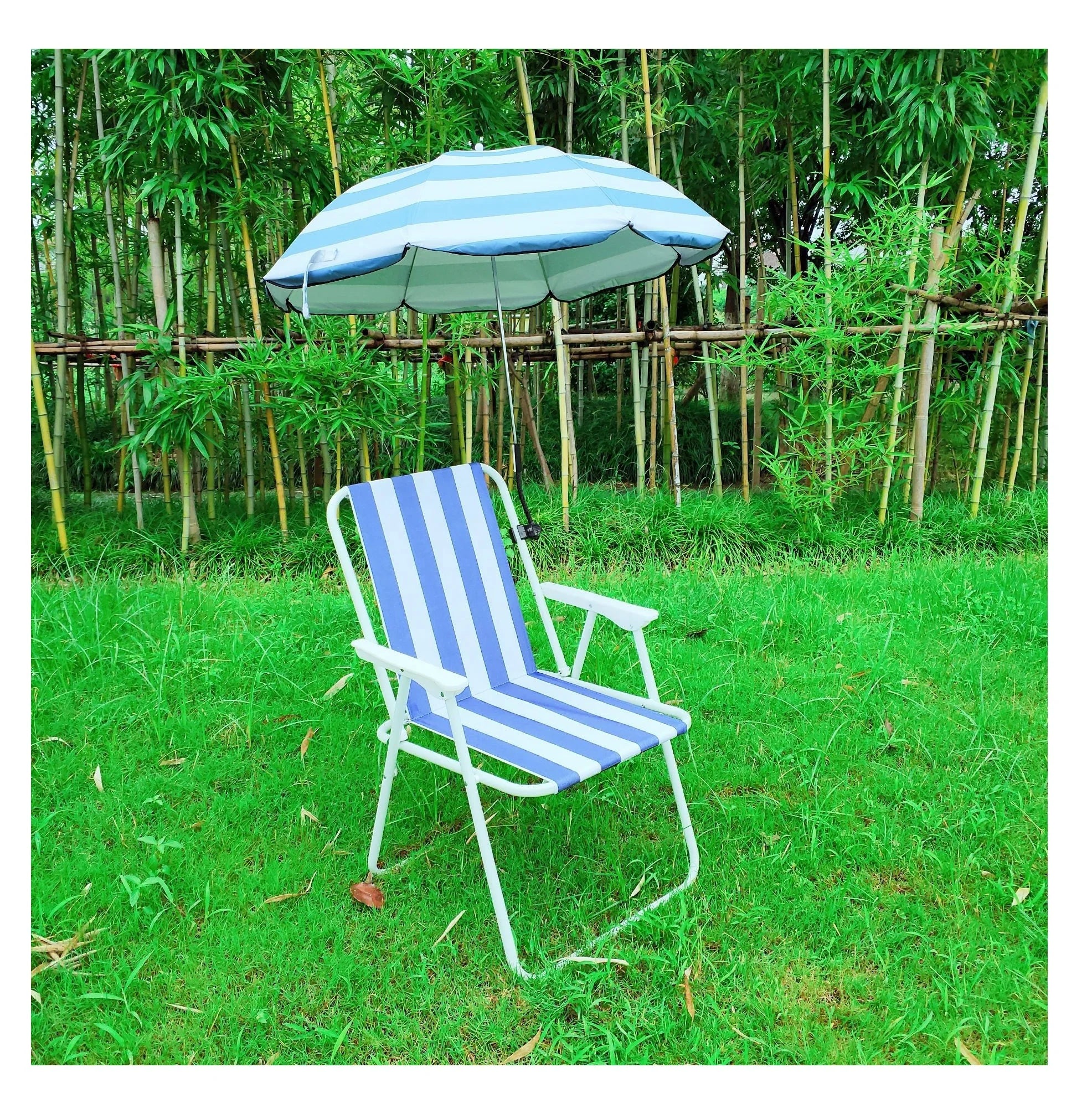 21" Inch Beach Garden Outdoor Chair Adjustable Umbrella with Universal Clamp Umbrella with Chair