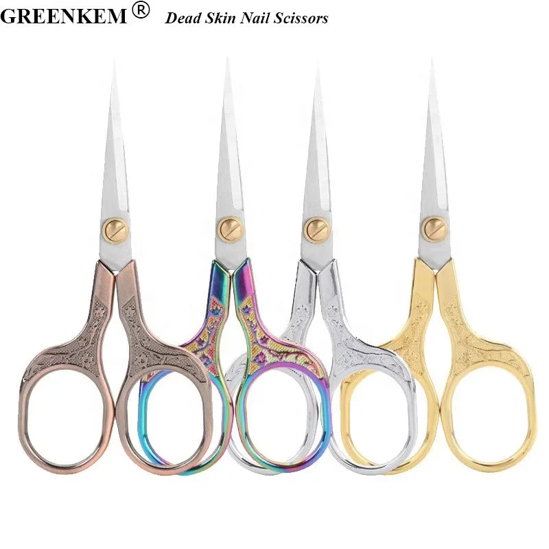 Stainless Steel Electroplated Nail Plum Flower Scissors Retro Carved Nail Clipper Remove Dead Skin Nail Scissors
