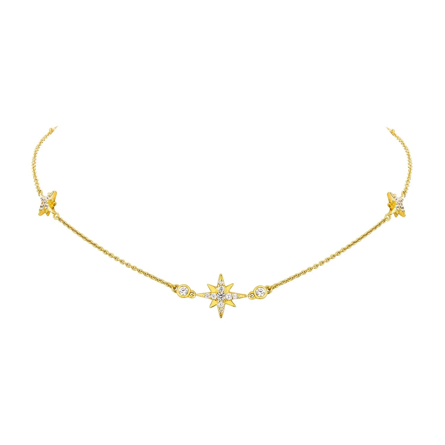 LOZRUNVE 925 Sterling Silver Fashion Zirconia Starburst Charm Necklace Choker for Women