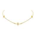 LOZRUNVE 925 Sterling Silver Fashion Zirconia Starburst Charm Necklace Choker for Women