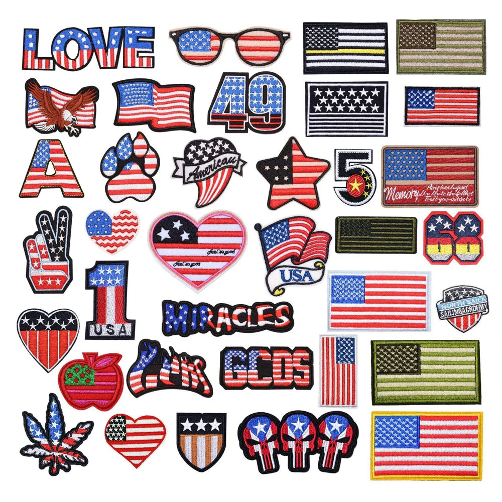 American Flag Patch Embroidery National Patch Personalized 3d/2d Engraved  Embossed Logo PVC Logo Badge