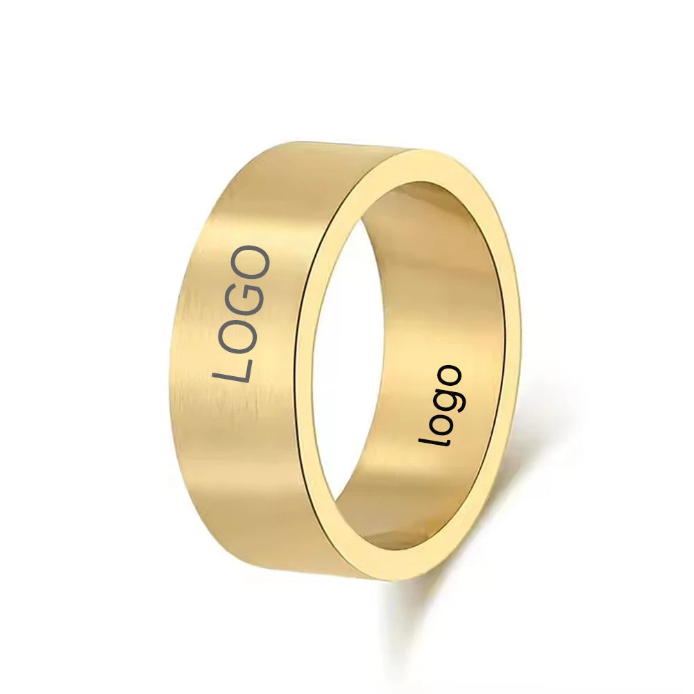 ShuoyeW 8mm Stainless Steel Ring Accessory Silver Black Gold Gray Matte Brushed Basic Cut Stainless Steel Ring Finger Ring 796