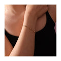 New Model 18K Gold Plated Minimalist Geometric Round Zircon Charm Thin Chain Adjustable Stainless Steel Bracelet