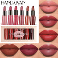 New Arrival Lip Makeup Product Long Lasting Velvet Matte Lip Gloss Lip Glaze Suit 6 Colors Pack Curved Lipstick Set