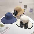 Bestella Women's Summer Large Brim Sunhat Face-Covering Sun Protection Straw Hat Bow for Beach Vacation New Paper Straw