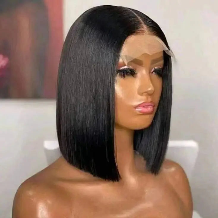 Cheap Natural Peruvian Hair Wigbone Straight Human Hair Lace Closure Wigsshort bob Wigs Human Hair Lace Front Wigs for Women