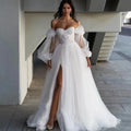 4172# Luxury French Wedding Dress Bridal Gown Tail Off Shoulder Backless Slim Illusion White Bridesmaids Wedding Dress for Bride