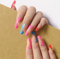 Wholesale rainbow Coffin Custom Finger Application ABS Material Nails Designs Fake Nails
