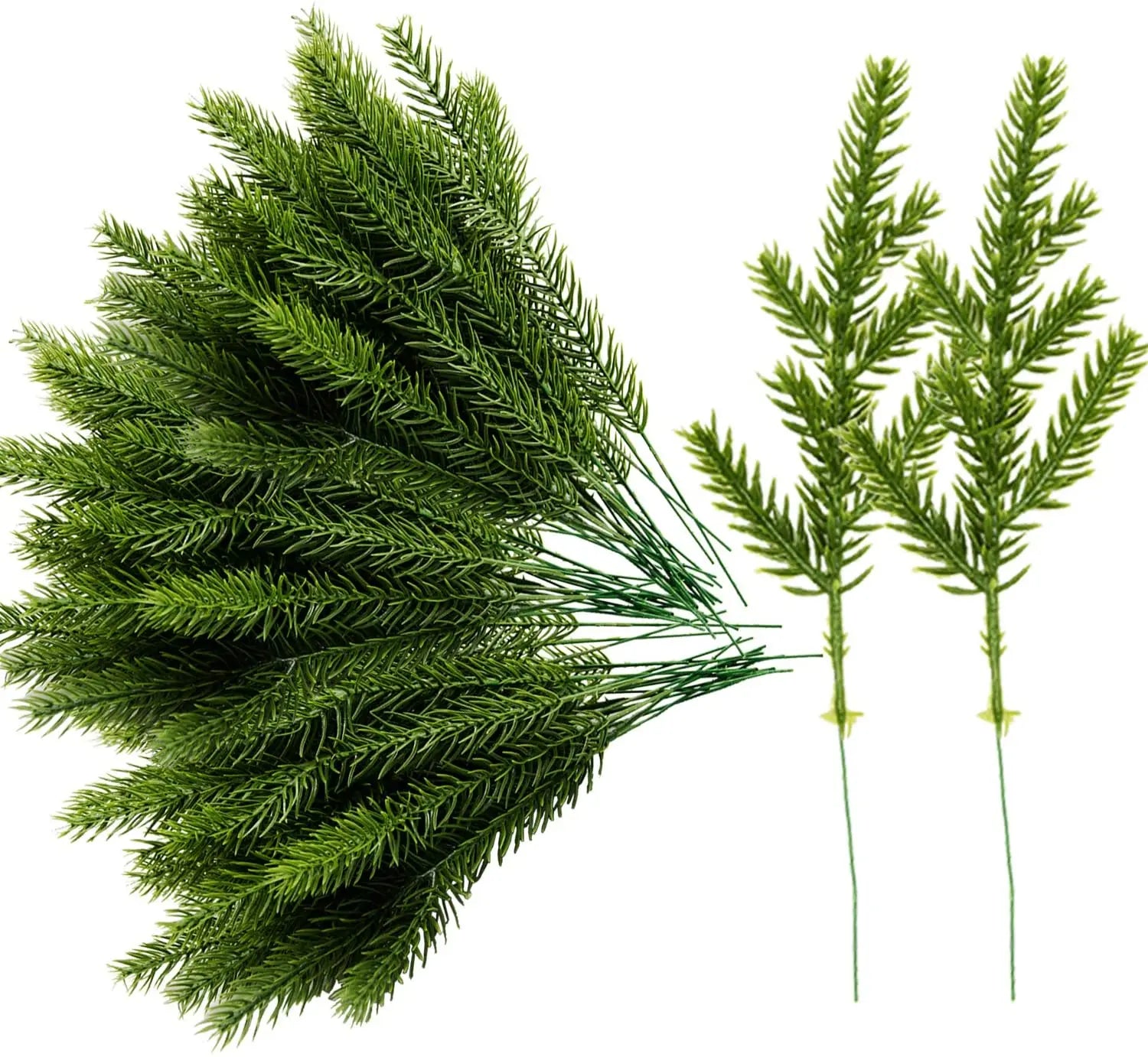 Artificial Pine Needles Branches Garland Fake Greenery Pine Picks for DIY Garland Wreath Christmas Embellishing and Home Garden