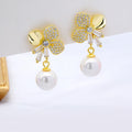 14K Gold Plated Freshwater Pearl Drop Earrings 925 Silver Jewelry Pearl Earring Fashion Jewelry