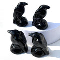Bulk Wholesale Natural Crystal Animals 4cm Black Obsidian Crow Raven Bird Healing Crystal Crafts Bird Head