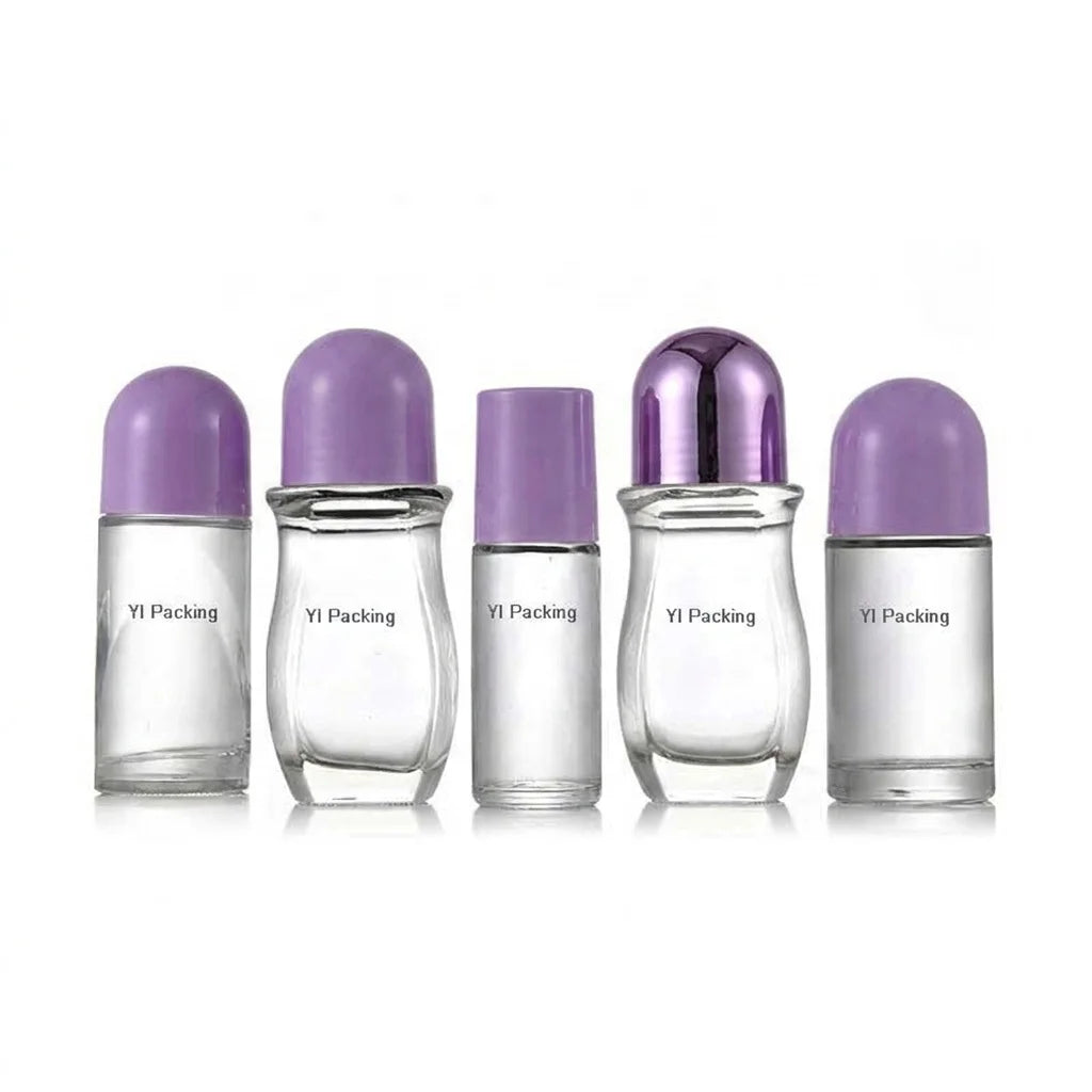 In Stock 30ml/50ml Gold Glass Roll-on Bottles for Essential Oil Deodorant White Black Cap for Skin Care Serum-Min. Order 100pcs