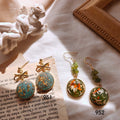 14K Gold Filled Creative Wizard of Oz Vintage Earrings Simple Retro Resin Transparent Bow Knot Natural Stone Dainty Earrings