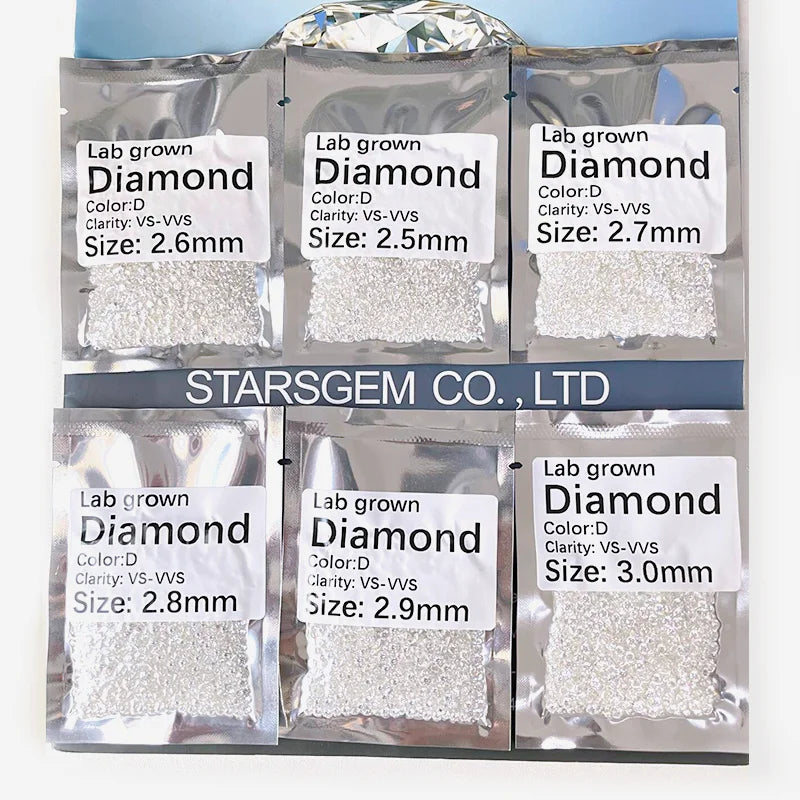 Starsgem 0.8mm~3.0mm Lab Grown Ship One Day Super Deal Small Loose Diamonds Hpht Cvd Melee Diamond for Jewelry
