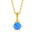 Gold Plated Simulated Blue Opal Pendant Necklace Fine Jewelry 925 Sterling Silver Solitaire Necklace for Women Wholesale