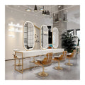 New Product Cound Shape Mirror Stainless Frame Drawer Inside Hair Styling Mirror Station