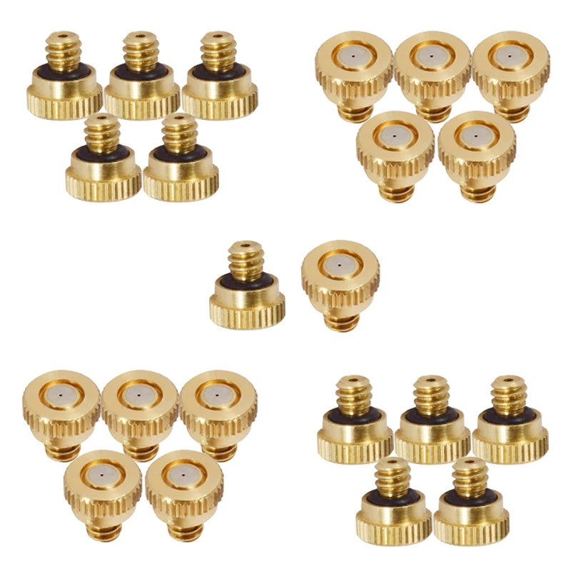Brass Misting Nozzles Replacement Heads for Garden Patio Lawn Landscaping Dust Control and Outdoor Cooling Mister System