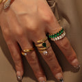 New Fashion Classic Vintage Minimalist Statement Rose Gold Plated Nickel-Free Water Drop CZ Zircon Stainless Steel Opening
