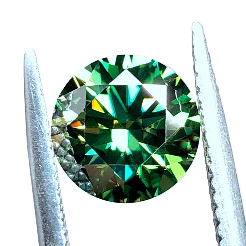 Lab Created VVS Round Brilliant Cut Moissanite Yellow Green Color 6.5mm Loose Moissanite Stone for Ring
