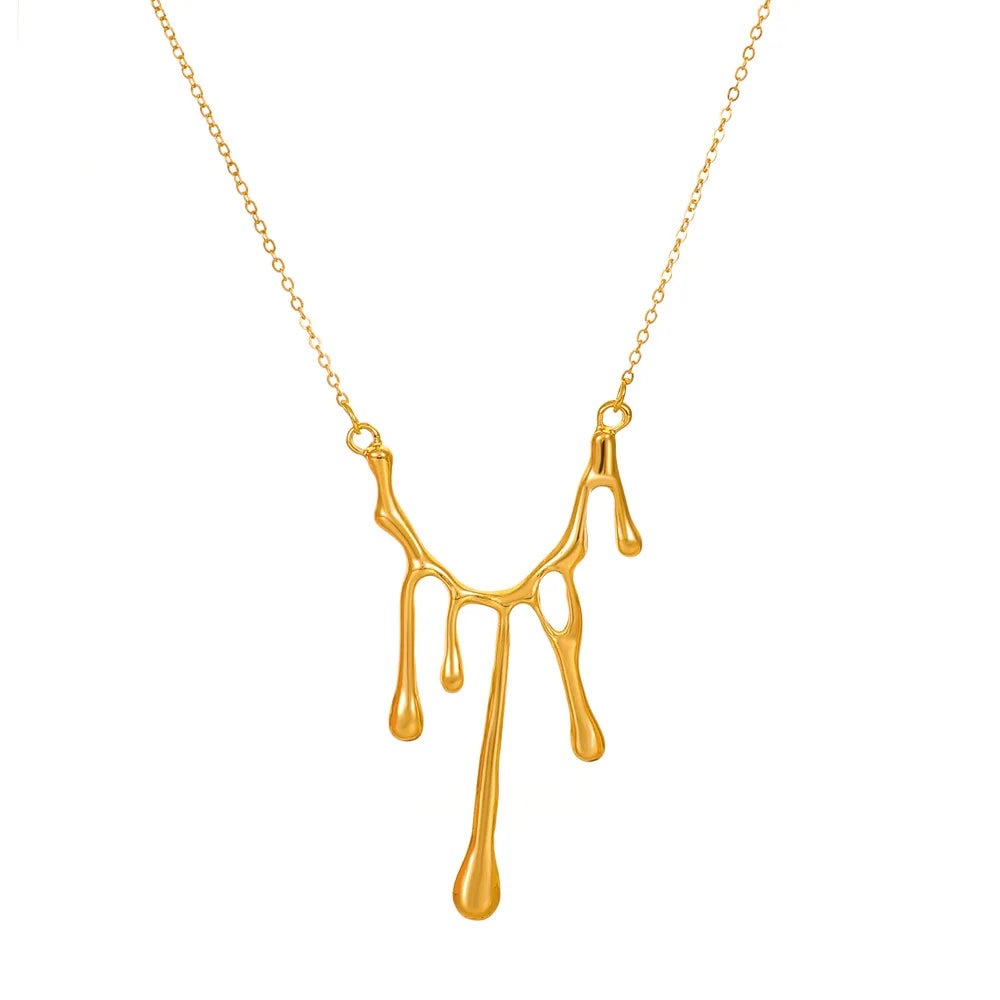 Trendy Street Shooting Accessories Hip Hop Long Sweater Chain Irregular Water Drop Lava Pendant Necklace for Women
