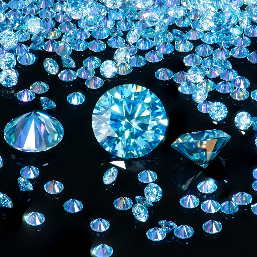 2024 Wholesale 0.8-2.0mm Round Cut Colored Melee Small Size Loose Mossanite Moissanite Stones pink Ocean Blue Synthetic Diamond