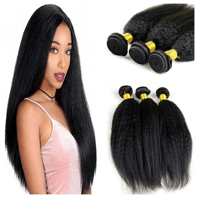 Elaborate Production Kinky Straight Human Hair Weave Bundles Mink Brazilian Human Hair Extension Virgin Hair Vendor