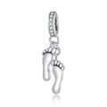 Factory Wholesale 925 Sterling Silver Little Feet Charm for Bracelet & Bangle Women Silver Beads Jewelry Making Gift SCC1692