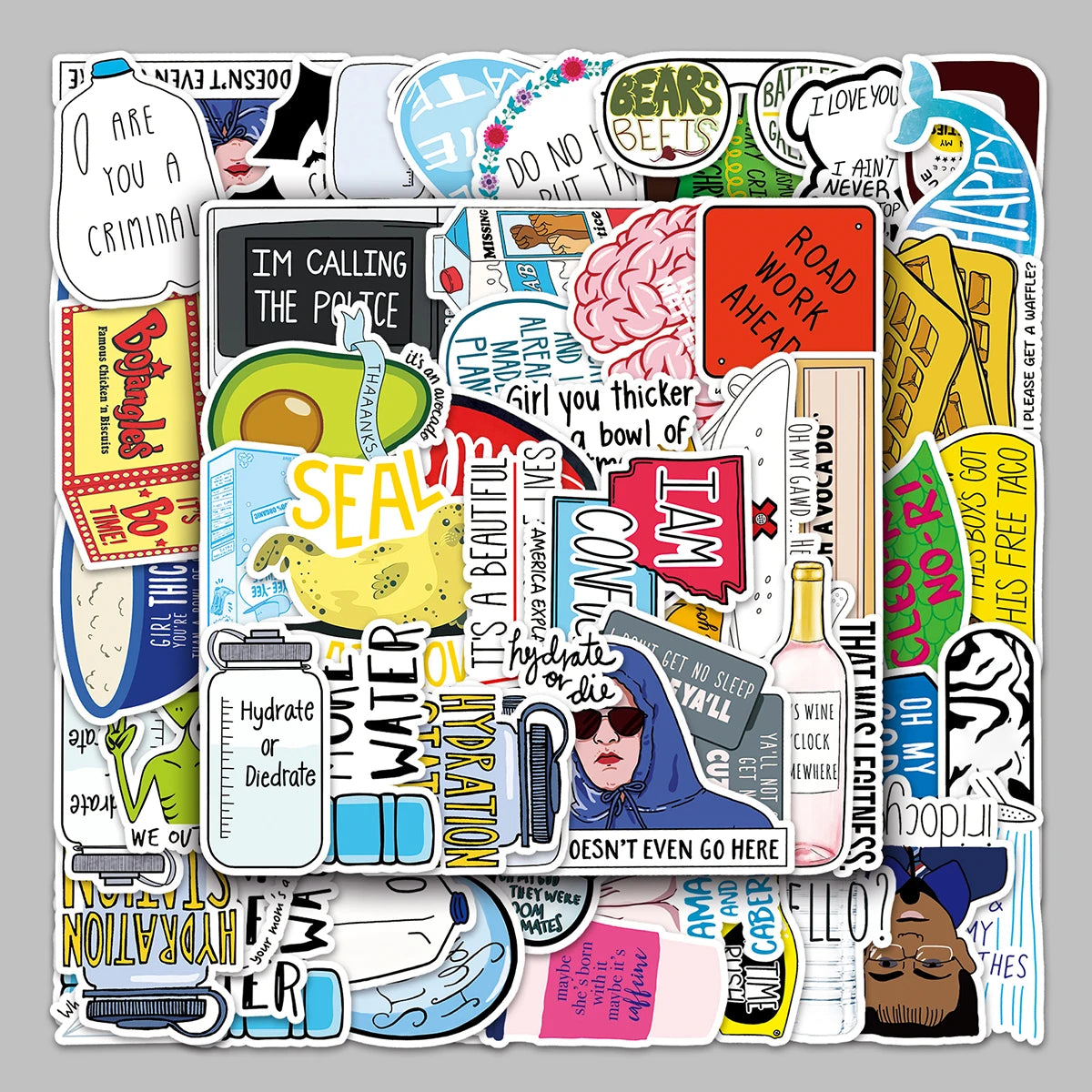50PCS Hd Printing Waterproof Environmental Painting Graffiti Fun Decorative Rattan Series Sticker Luggage Computer Sticker