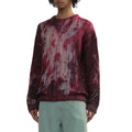 Custom Knitted Round Neckline Anti-shrink Wool-blend Sweater Eye-catching Distressed Mohair Fuzzy Printed Knit Jumper