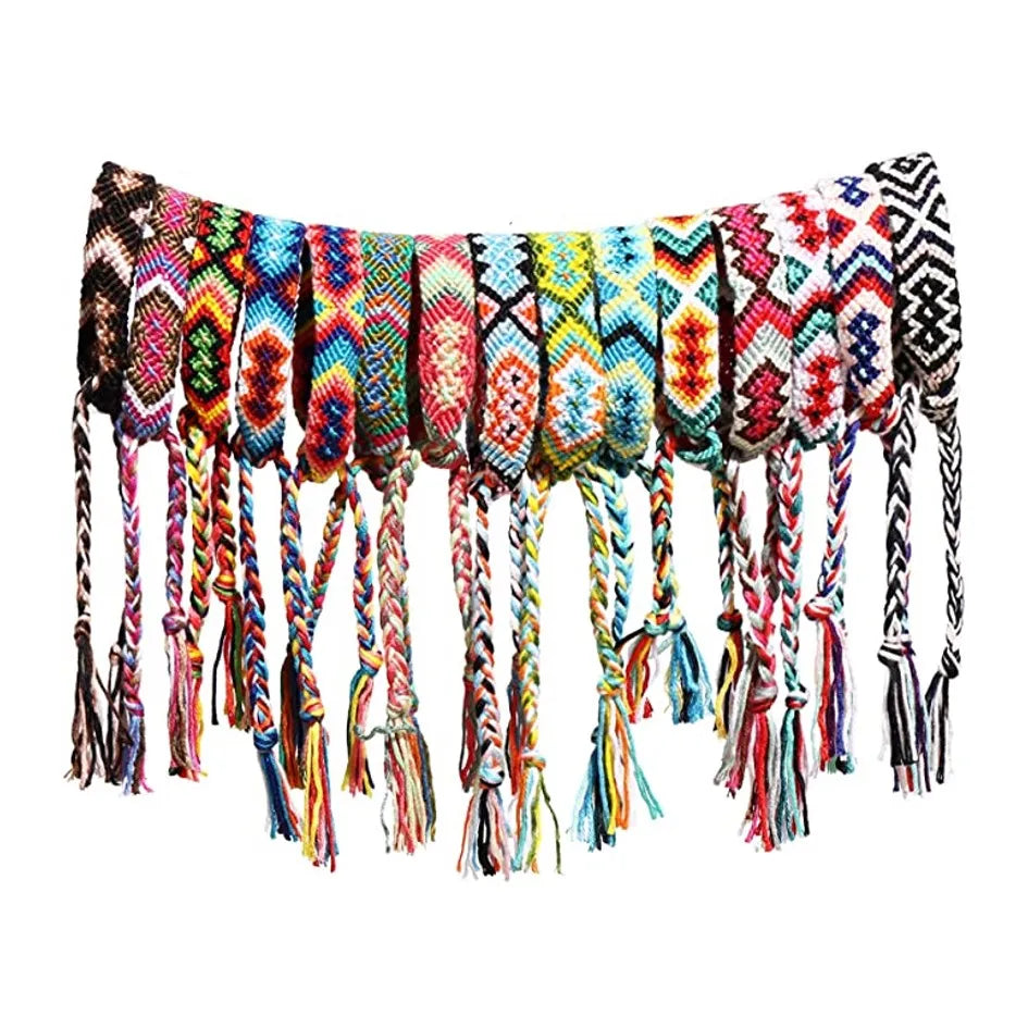 Handmade Friendship Adjustable Wristbands Braided Custom Logo Polyester Elastic Wristband Bracelet Woven Promotional Wristbands