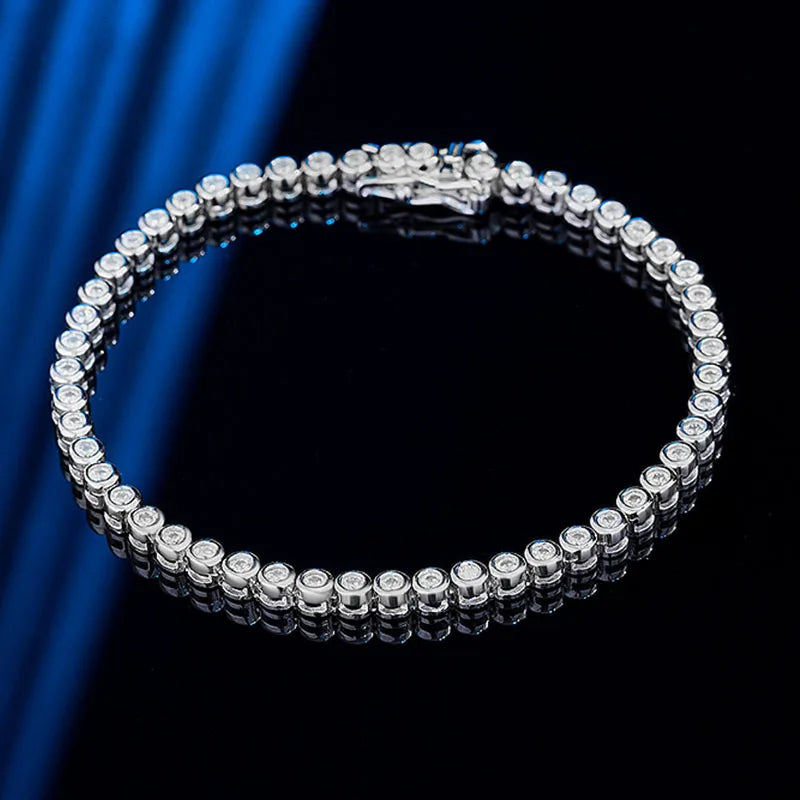 Factory Wholesale D Color VVS1 GRA Certificate 2mm Moissanite Tennis Bracelet for Women Fashionable Party Gift Idea