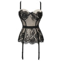 Women Lace up Corset Top Underwire Boned Overbust Corset Bustier Eyelash Mesh Jacquard Garter Lingerie Body Shaper Bustier