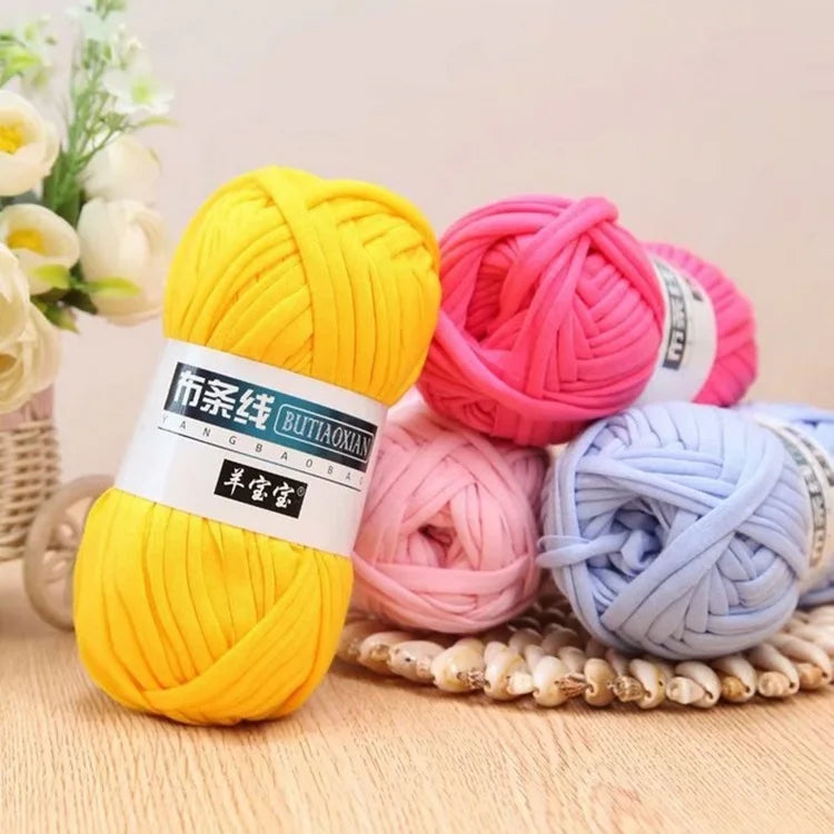 Factory Price 100Grams DIY Spaghetti Yarn Handbag Crochet Hand Knitting Chunky T-shirt Yarn for Bag