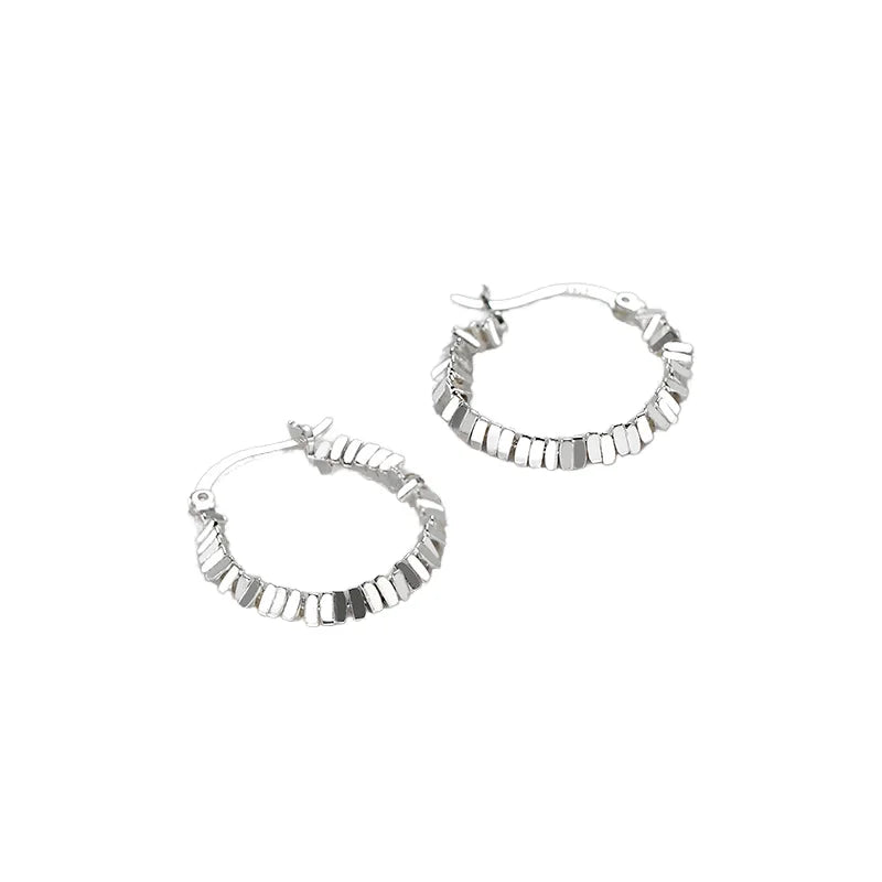 New Fashion 925 Sterling Silver Hoop Earrings Fine Big Circle Female Charm Jewelry with Zircon Wedding Party Gift for Women