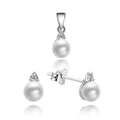 Simple Design 925 Sterling Silver Jewelry Sets Aaa Cubic Zirconia Freshwater Pearl White Gold Jewelry Sets Women