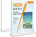 Acrylic Sign Holder 8.5x11 Inches 2 Pack Double Sided Clear Display Stand Table Top Sign Paper Holderice