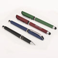 High Quality Blue 0.5mm Business Gift Touch Screen Pen Metal Clip Soft Rubber Gel Promotional Pen with Print Brand Logo
