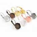 10pcs/lot 12mm Floral French Lever Back Earring Blank BaseFit 12mm Cabochons Blank Bezel Trays DIY Jewelry Making Findings