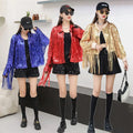 Womens Sequin Fringe Jackets Tassel Glitter Blazer Bling Disco Cardigan Sparkle Party Clubwear Red Coat Bomber Jacket
