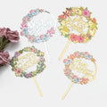 Colourful Flower Cake Decorations Shiny Thickened Gold Party Supplies Happy Birthday Cake Toppers