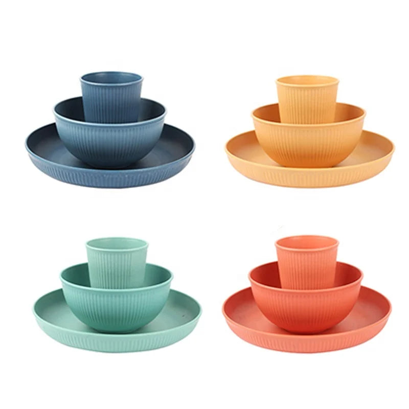 YOUNIS Lightweight Eco-Friendly PP Plastic Dinner Sets Unbreakable Plates/Bowls Modern Design for Kitchen Parties Picnics Dorms