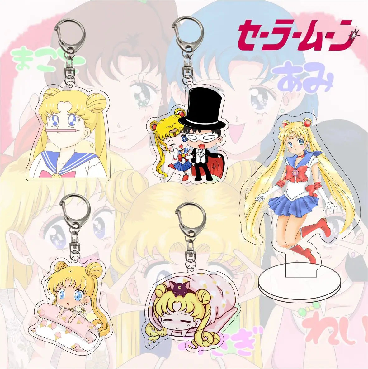 Anime Pretty Soldier Sailor Moon Character Pendant Q Version Acrylic Keychain